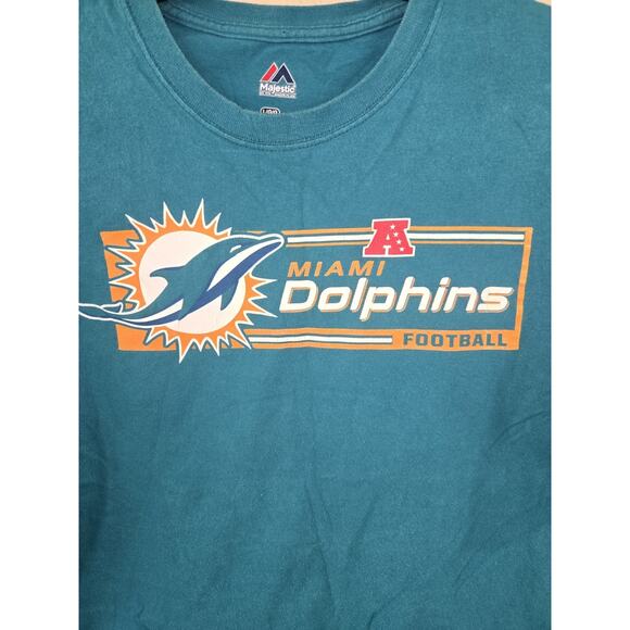 Vintage NFL Miami Dolphins Football Men's Turquoise Graphic Crew T-Shirt, Large - Picture 3 of 4